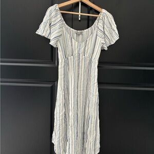 Absolutely Famous White and Blue Striped Midi Dress